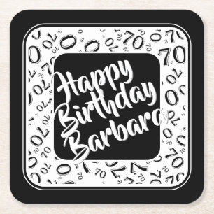 Porta-copo De Papel Quadrado Padrão de Número Aleatório de Aniversário de 70
