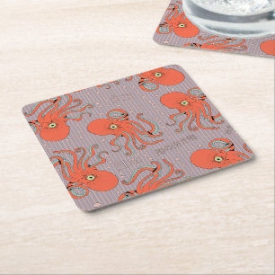 Porta-copo De Papel Quadrado Padrão de Octopus Japonês