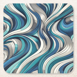 Porta-copo De Papel Quadrado Padrão de onda inspirado no oceano