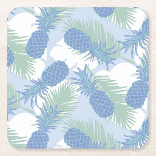 Porta-copo De Papel Quadrado Padrão de Pineapple do Pastel Tropical