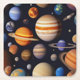 Porta-copo De Papel Quadrado Padrão de Planetas
