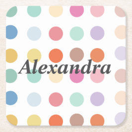 Porta-copo De Papel Quadrado Padrão de pontos multicolores