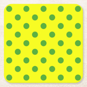 Porta-copo De Papel Quadrado Padrão de Pontos Polka Amarelos e Verdes