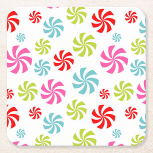 Porta-copo De Papel Quadrado Padrão de Redemoinho de Hortelã – Design Colorido