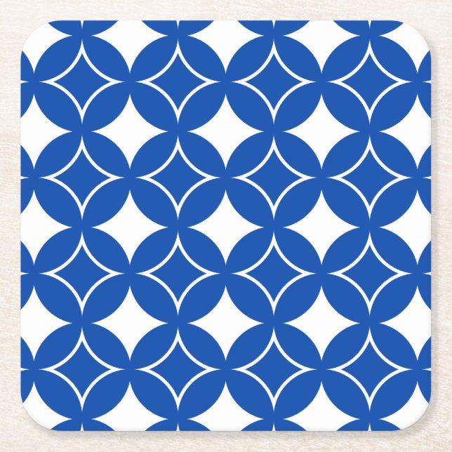 Porta-copo De Papel Quadrado Padrão de remessa azul e branco (Frente)