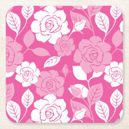 PORTA-COPO DE PAPEL QUADRADO PADRÃO DE ROSA (ROSA)