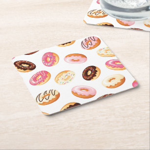 Porta-copo De Papel Quadrado Padrão de Rosquinha doce