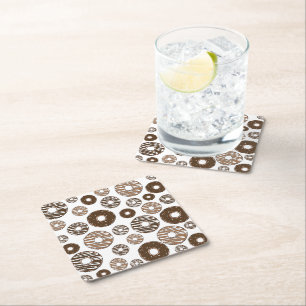 Porta-copo De Papel Quadrado Padrão de rosquinha, Rosquinhas de chocolate, Rosq
