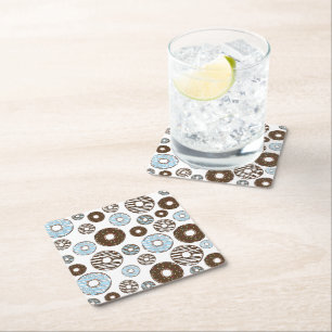 Porta-copo De Papel Quadrado Padrão De Rosquinhas, Rosquinhas Azuis, Rosquinhas