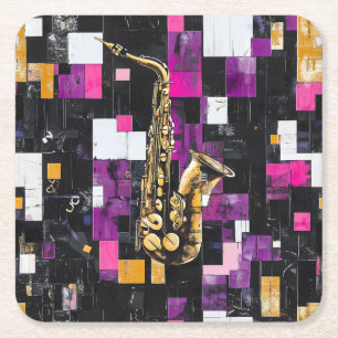 Porta-copo De Papel Quadrado Padrão de saxofone moderno