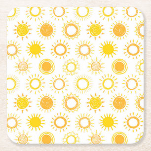 Porta-copo De Papel Quadrado Padrão de sóis de porta desenhada à mão