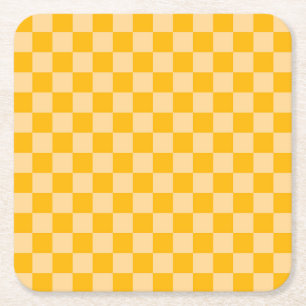 Porta-copo De Papel Quadrado Padrão de tabuleiro xadrez de creme cítrico
