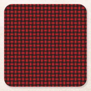 Porta-copo De Papel Quadrado Padrão de Tear Vermelho Preto