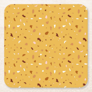 Porta-copo De Papel Quadrado Padrão de Terrazzo amarelo