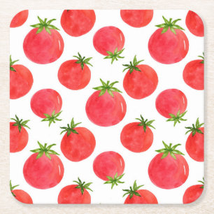 Porta-copo De Papel Quadrado Padrão de Tomates de Aquarela