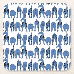 Porta-copo De Papel Quadrado Padrão de Traseros de Cachorro Azul