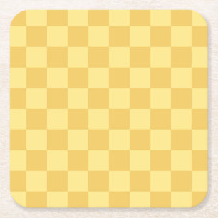 Porta-copo De Papel Quadrado Padrão de Xadrez Amarelo