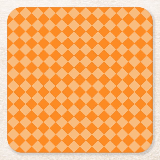 Porta-copo De Papel Quadrado Padrão Diamante de Combinação Laranja por STaylor (Frente)