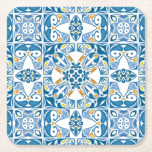 Porta-copo De Papel Quadrado Padrão do Azulejo português