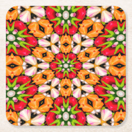 Porta-copo De Papel Quadrado Padrão do Buquê Tulips