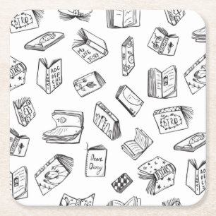 Porta-copo De Papel Quadrado Padrão do livro