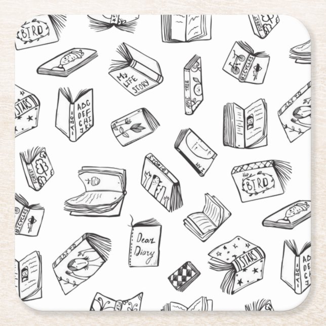 Porta-copo De Papel Quadrado Padrão do livro (Frente)