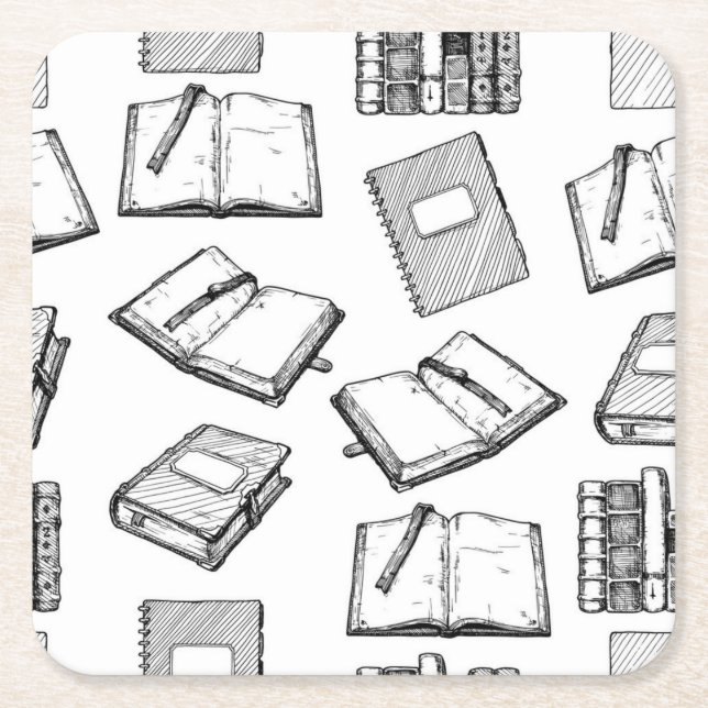 Porta-copo De Papel Quadrado Padrão do livro (Frente)