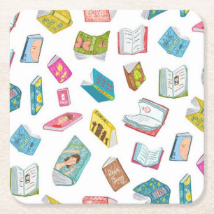 Porta-copo De Papel Quadrado Padrão do livro