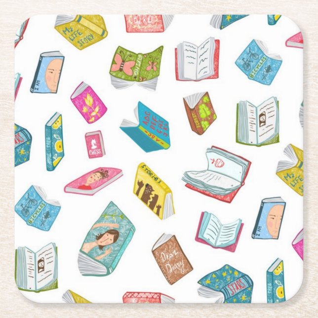 Porta-copo De Papel Quadrado Padrão do livro (Frente)