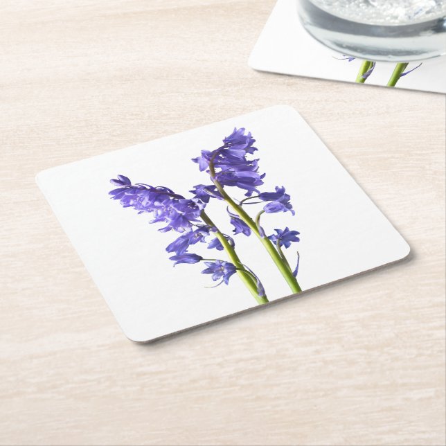 Porta-copo De Papel Quadrado Padrão do Tecido Bluebell. (Inclinado)