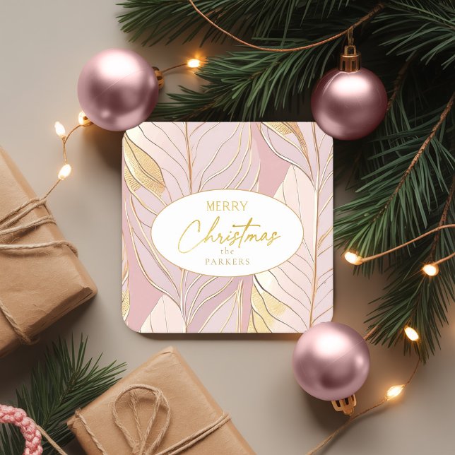 Porta-copo De Papel Quadrado Padrão Dourado de Natal rosa nº 29 ID1009 (Criador carregado)