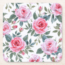 Padrão Elegante de Aquarela de Rosa Rosa