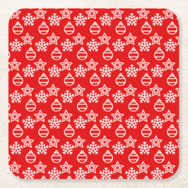 Porta-copo De Papel Quadrado Padrão Elegante de Natal em Vermelho