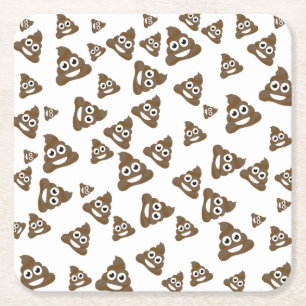 Porta-copo De Papel Quadrado Padrão Engraçado de Poop Emoji