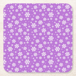 Porta-copo De Papel Quadrado Padrão Festivo de Flocos de Neve de Inverno Roxo e