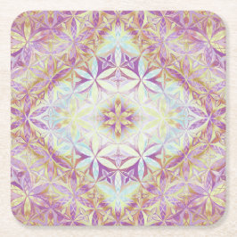 Porta-copo De Papel Quadrado Padrão Flor de Vida