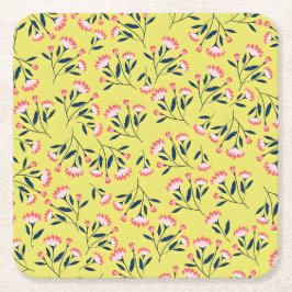 Porta-copo De Papel Quadrado Padrão Floral Alegre: Flores Rosa