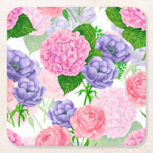 Porta-copo De Papel Quadrado Padrão floral de aquarela