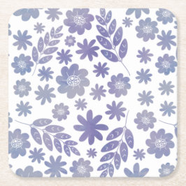 Porta-copo De Papel Quadrado Padrão Floral de cinza e Lavanda