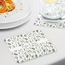 Padrão Floral de Folhas em Aquarela Verde