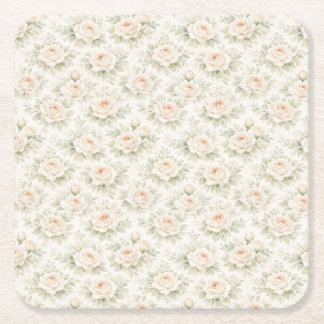 Porta-copo De Papel Quadrado Padrão Floral de Noiva