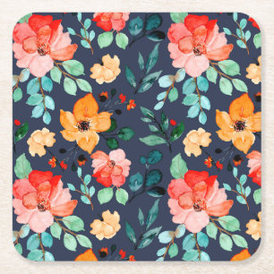 Porta-copo De Papel Quadrado Padrão Floral de Superfície - Primavera decorativa