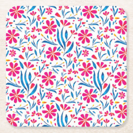 Porta-copo De Papel Quadrado Padrão Floral de Uplifting por Aquarela
