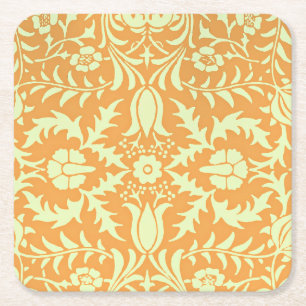 Porta-copo De Papel Quadrado Padrão floral, desenho amarelo dourado e pastel,