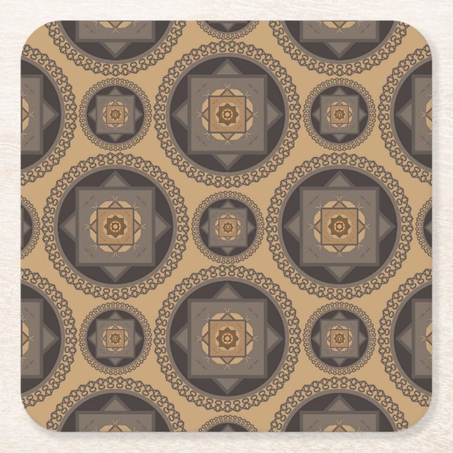 Porta-copo De Papel Quadrado Padrão Floral do Abstrato de Luxury Mandala (Frente)