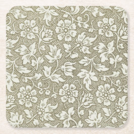 Porta-copo De Papel Quadrado Padrão Floral Elegante Francês Vintage Beige