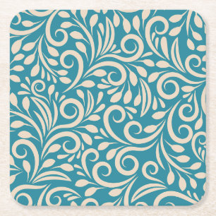 Porta-copo De Papel Quadrado Padrão floral sem costura