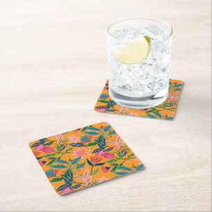 Porta-copo De Papel Quadrado Padrão Floral Tropical Moderno