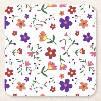Porta-copo De Papel Quadrado padrão flores-