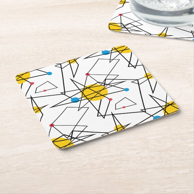 Porta-copo De Papel Quadrado Padrão Geométrico Angular (Inclinado)